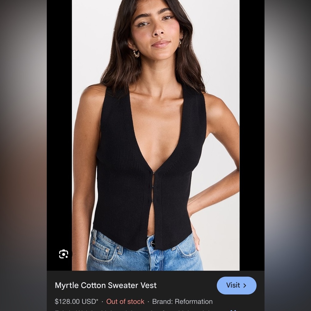 Reformation Black Sleeveless Top